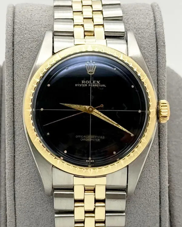 Rolex Oyster Perpetual 34MM  Black "Zephyr" Dial Two-Tone Jubilee Bracelet (6582)