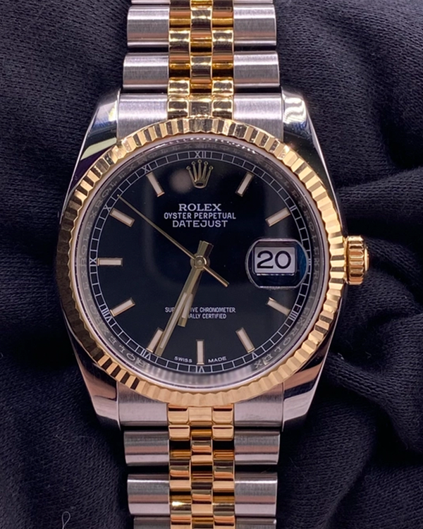 Rolex Datejust 36MM Black Dial Two-Tone Jubilee Bracelet (116233)