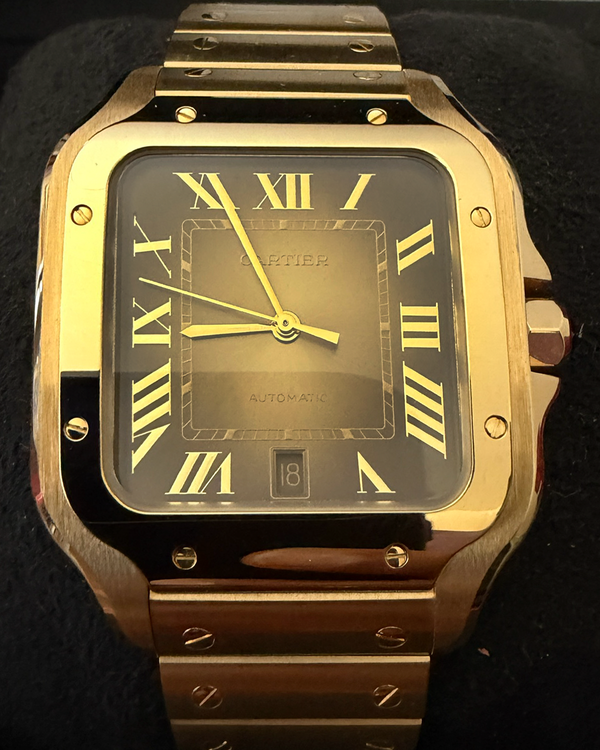 2026 Cartier Santos De Cartier 39.8MM Brown Dial Yellow Gold Bracelet (WGSA0095)