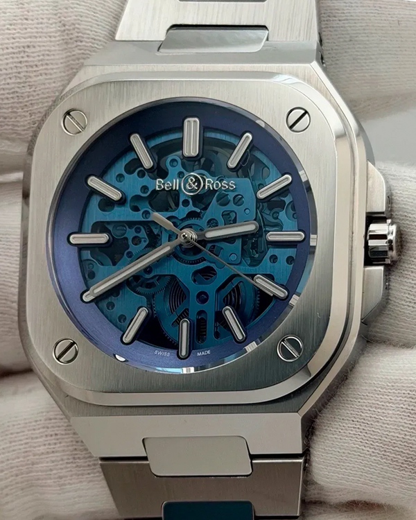 Bell & Ross BR 05 Skeleton Blue L.E. 40MM Skeleton Dial Steel Bracelet (BR05A-BLU-SKST/SST)
