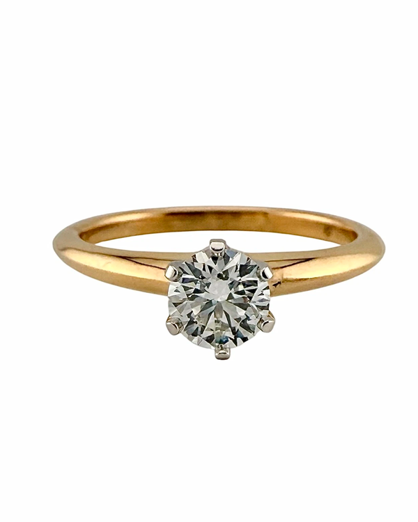 2017 Tiffany & Co. Solitaire Engagement Ring Size 6 Yellow Gold & Platinum Diamond (171/15/30125789)