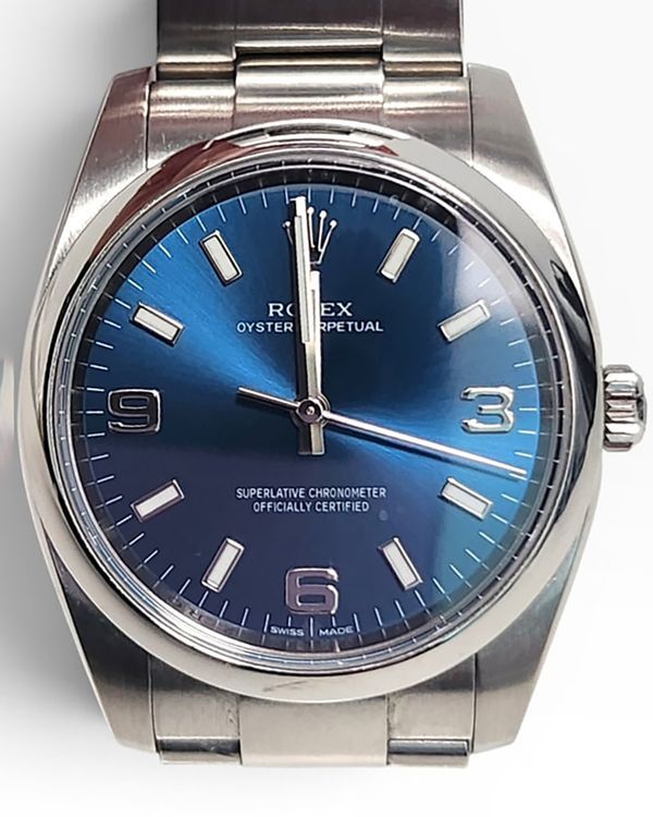 Rolex Oyster Perpetual 34MM Blue Dial Oyster Bracelet (114200)