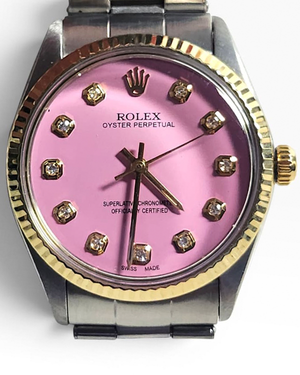 Rolex Oyster Perpetual 34MM Aftermarket Pink Dial Oyster Bracelet (5500)