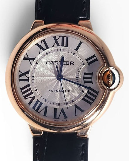 Cartier Ballon Bleu 36MM Silver Dial Leather Strap (3003)