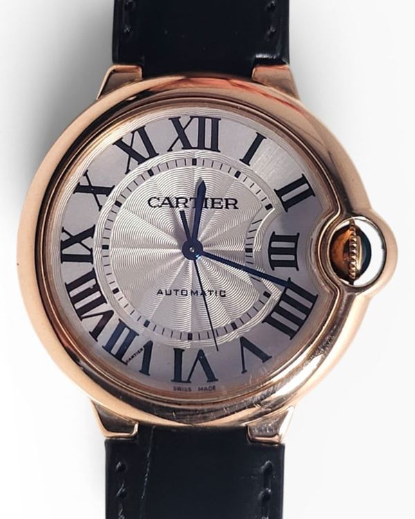 Cartier Ballon Bleu 36MM Silver Dial Leather Strap (3003)
