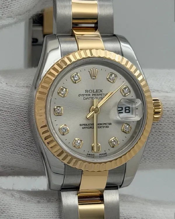 2006 Rolex Lady-Datejust 26MM Silver Diamond Dial Two-Tone Oyster Bracelet (179173)