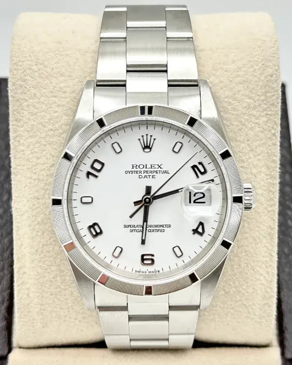 2004 Rolex Oyster Perpetual Date 34MM White Dial Oyster Bracelet (15210)