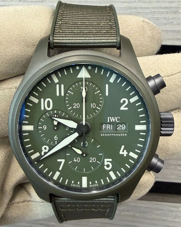 2026 IWC Schaffhausen Pilot Top Gun "Woodland" 44.5MM Green Dial Textile Strap (IW389106)