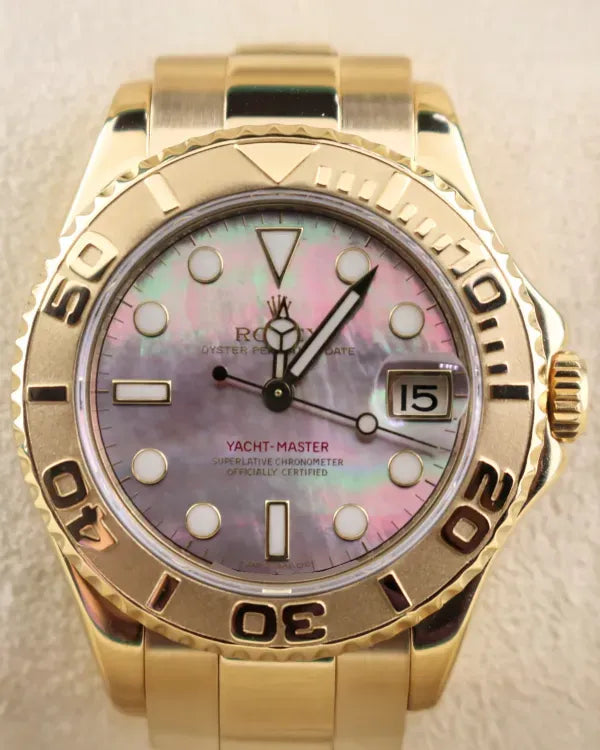 2009 Rolex Yacht-Master 35MM Tahitian Mother Of Pearl Dial Yellow Gold Oyster Bracelet (168628)