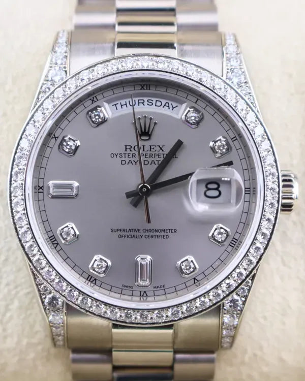 2004 Rolex Day-Date 36MM Rhodium Dial White Gold President Bracelet (118389)