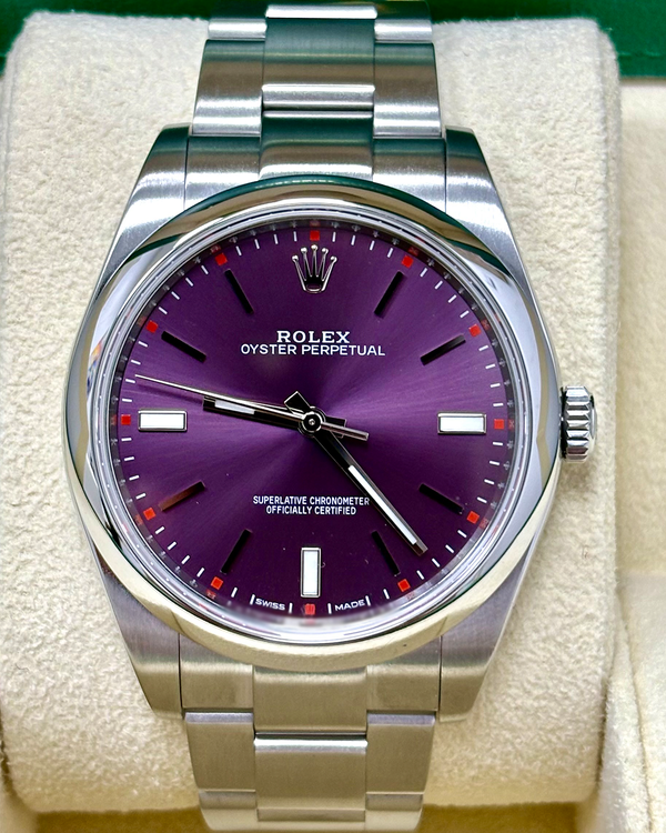2016 Rolex Oyster Perpetual 39MM Purple Dial Oyster Bracelet (114300)