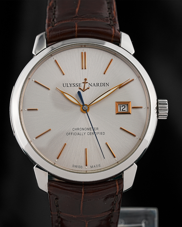 2014 Ulysse Nardin Classico 40MM Silver Dial Leather Strap (8153-111-2/90)