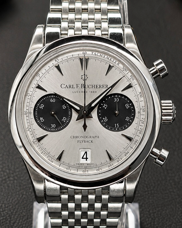 No Reserve - Carl F. Bucherer Manero Flyback 40MM Silver Dial Steel Bracelet (00.10927.08.13.25)