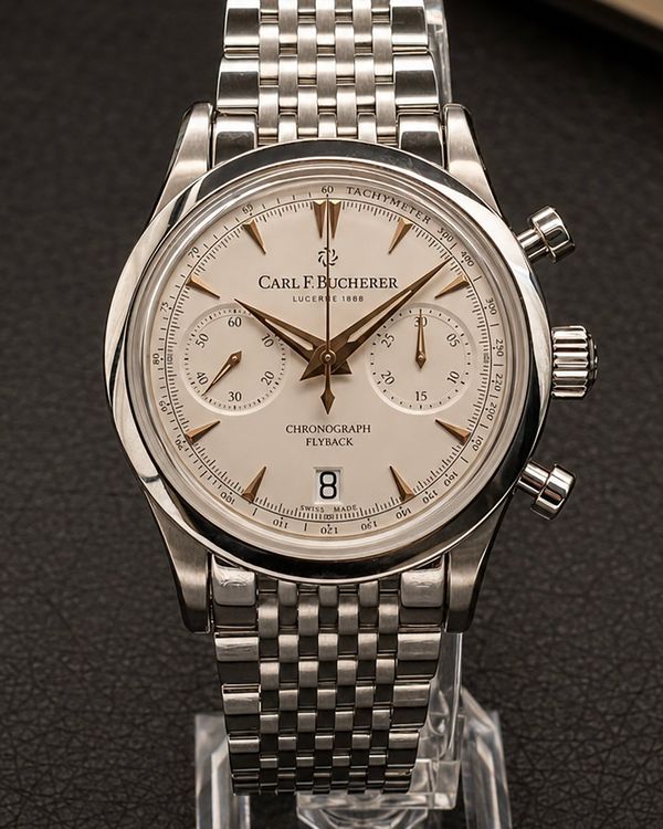 No Reserve - Carl F. Bucherer Manero Flyback 40MM Silver Dial Steel Bracelet (00.10927.08.13.21)
