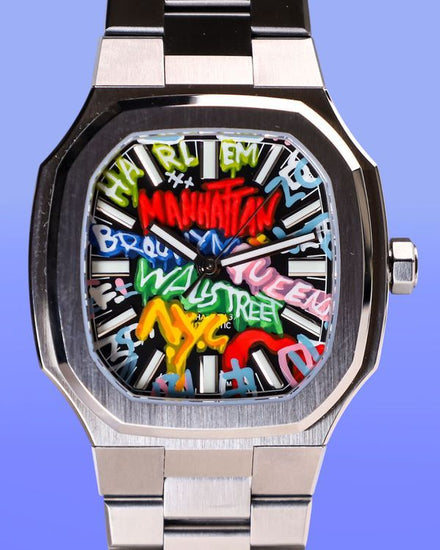 2024 Maen Manhattan 37MM Graffitti Dial Steel Bracelet (MKII.B.03.24)