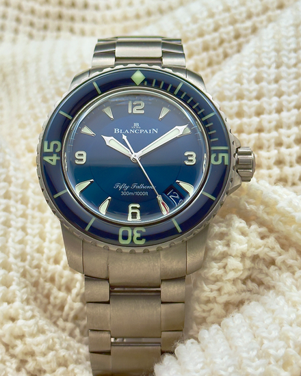 2025 Blancpain Fifty Fathoms 45MM Blue Dial Titanium Bracelet (5015-12B40-98B)