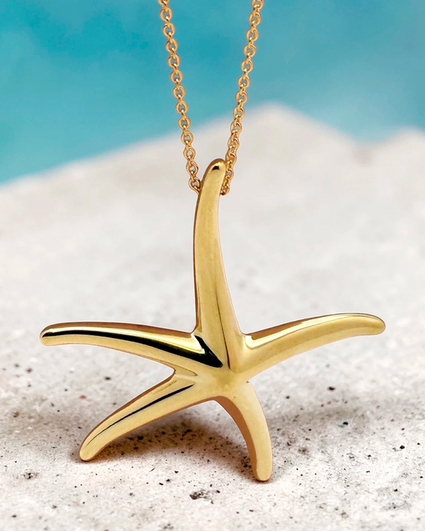 Tiffany & Co. Elsa Peretti Starfish Pendant Necklace 1.5 × 1.5IN Yellow Gold Chain Necklace (Elsa Peretti)