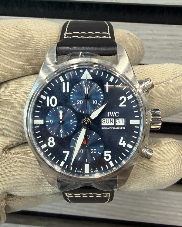 2026 IWC Schaffhausen Pilot Chronograph 41MM Blue Dial Leather Strap (IW388101)