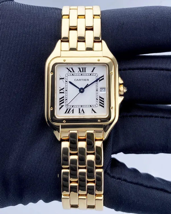 Cartier Panthère Cougar 29MM Quartz White Dial Yellow Gold Bracelet (W25014B9)