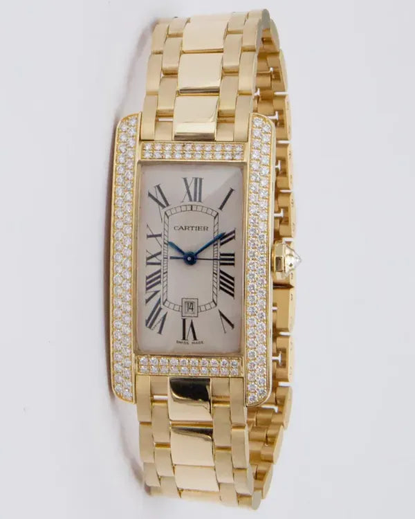 Cartier Tank Americaine 23MM White Dial Yellow Gold Bracelet (WB7057K2)