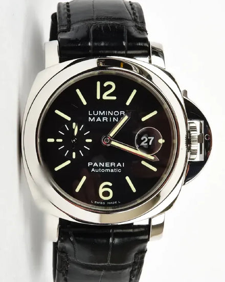 2011 Panerai Luminor Marina Acciaio 44MM Black Dial Leather Strap (PAM00104)