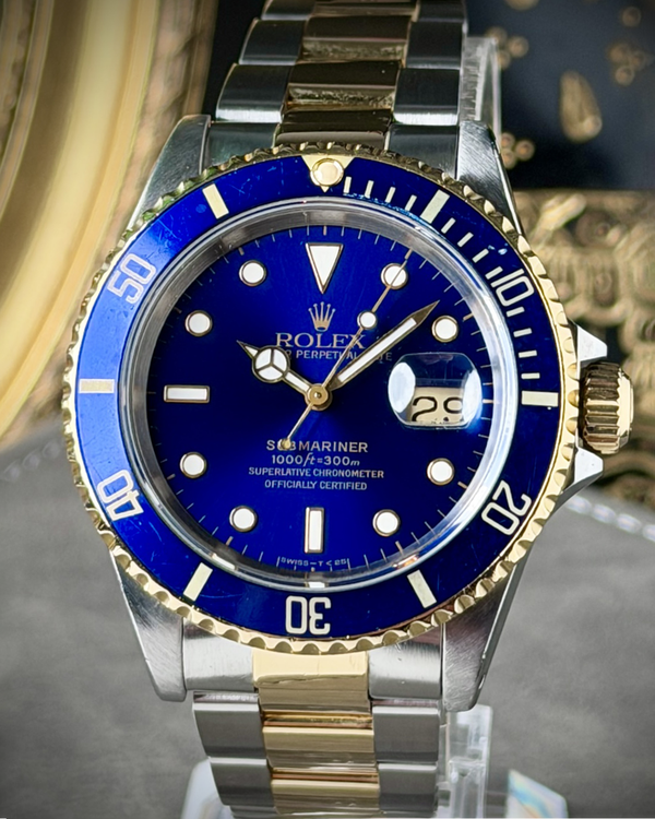1991 Rolex Submariner Date "Bluesy" 40MM Blue Dial Two-Tone Oyster Bracelet (16613LB)