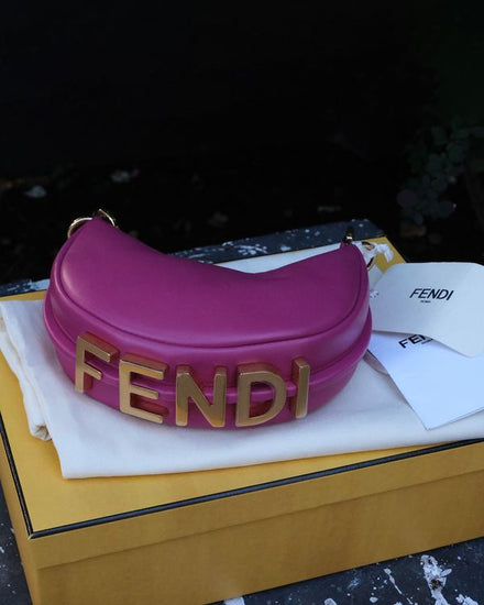 Fendi Bag Nano Fendigraphy Purple Leather Gold-Tone Hardware Leather Strap (Shoulder Bag)