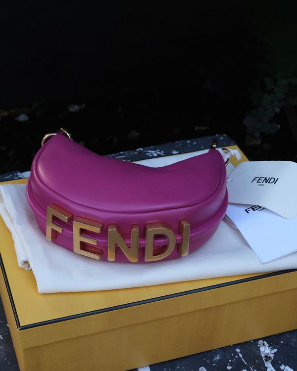 Fendi Bag Nano Fendigraphy Purple Leather Gold-Tone Hardware Leather Strap (Shoulder Bag)