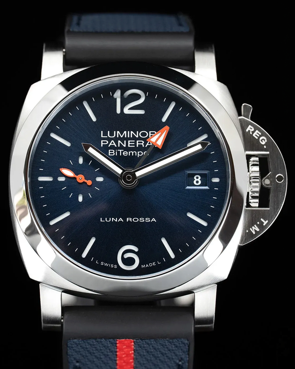 2025 Panerai Luminor Quaranta BiTempo Luna Rossa 40MM Blue Dial Rubber Strap (PAM01404)