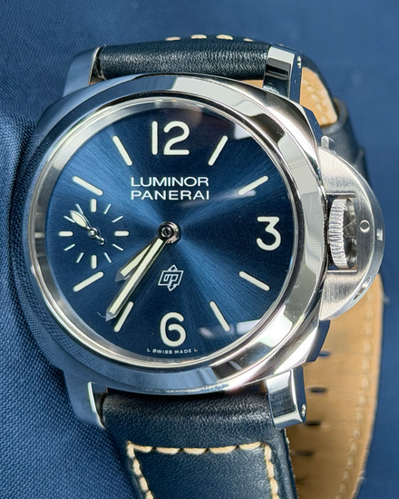 2023 Panerai Luminor Logo "Blu Mare" 44MM Blue Dial Leather Strap (PAM01085)