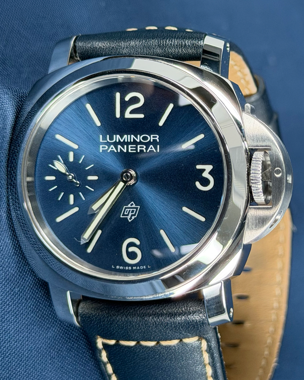 2023 Panerai Luminor Logo "Blu Mare" 44MM Blue Dial Leather Strap (PAM01085)