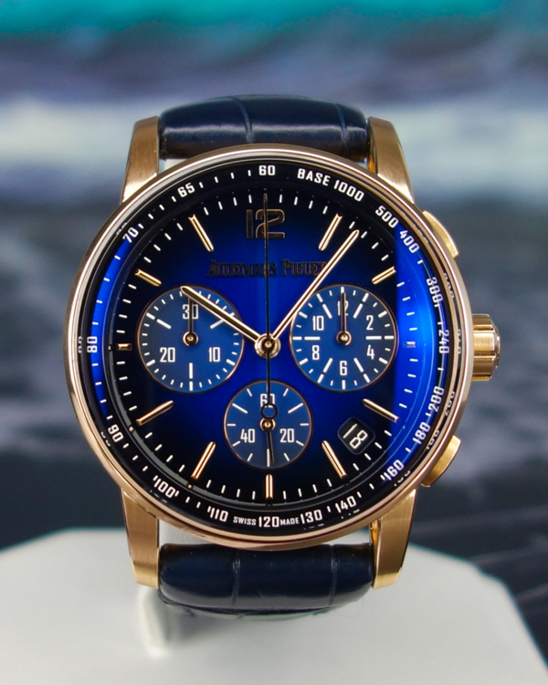 2022 Audemars Piguet Code 11.59 41MM Blue Dial Leather Strap (26393OR.OO.A002KB.03)