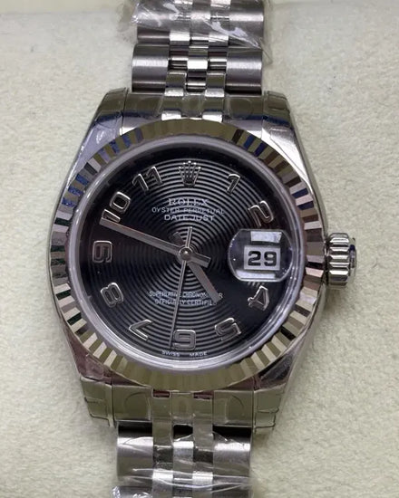 2009 Rolex Datejust 26MM Black Dial Super Jubilee Bracelet (179174)