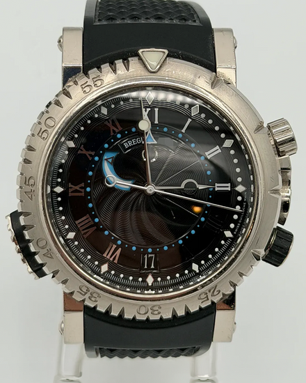 Breguet Marine Royale Alarm 45MM Black Dial Rubber Strap (5847)
