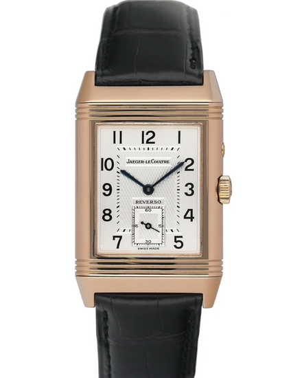 Jaeger-LeCoultre Reverso Duo 26MM White/Black Dial Rose Gold Leather Strap (Q2712470)