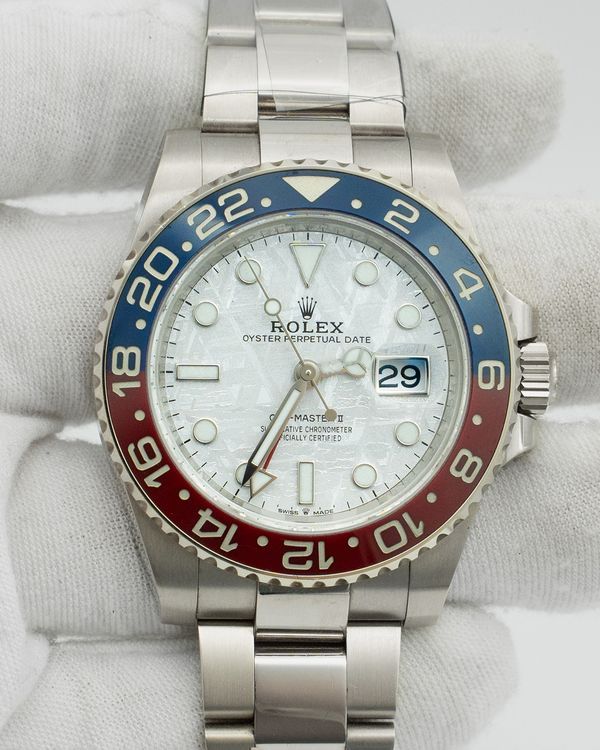 2021 Rolex GMT-Master II "Pepsi" 40MM Meteorite Dial White Gold Oyster Bracelet (126719BLRO)