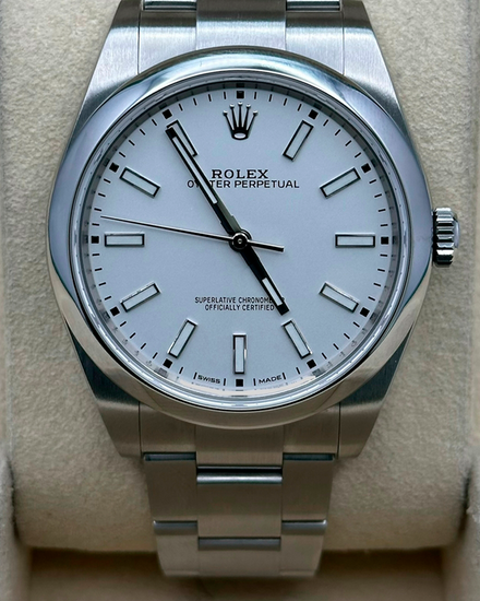 2019 Rolex Oyster Perpetual 39MM White Dial Oyster Bracelet (114300)