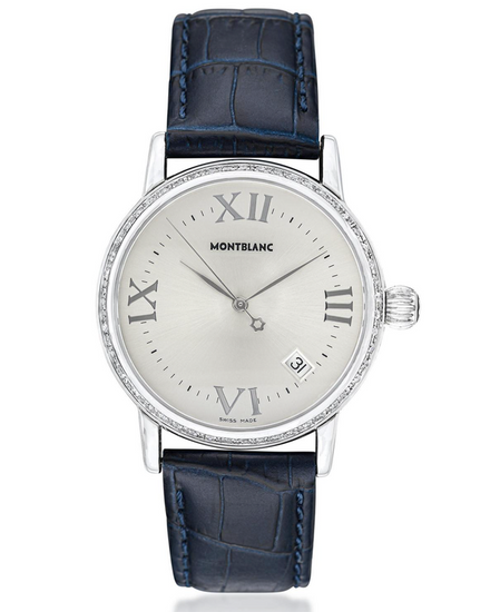 Montblanc Meisterstück Star 36MM Quartz Silver Dial Aftermarket Leather Strap (7042)