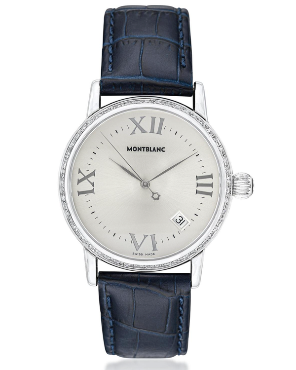 Montblanc Meisterstück Star 36MM Quartz Silver Dial Aftermarket Leather Strap (7042)
