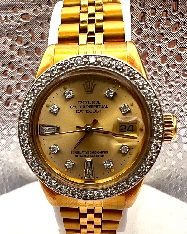No Reserve - Rolex Lady-Datejust 26MM Aftermarket Champagne Dial Aftermarket Steel Bracelet (6917)