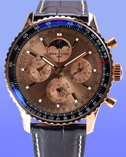 No Reserve - 2025 Breitling Navitimer B19 Chronograph 43MM Champagne Dial Leather Strap (RB1910)