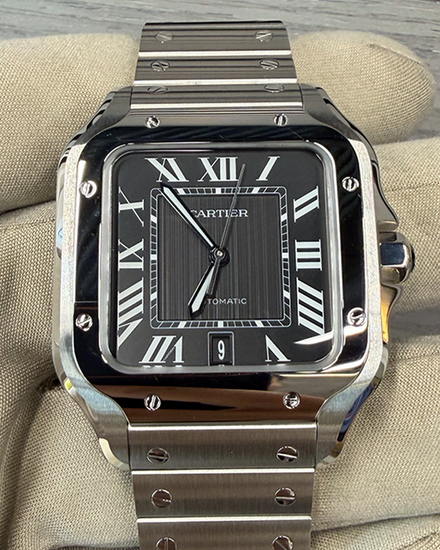 2026 Cartier Santos De Cartier 47.5MM Black Dial Steel Bracelet (WSSA0096)