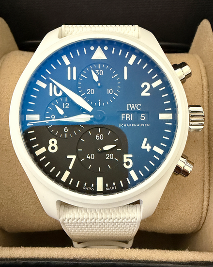2025 IWC Schaffhausen Pilot Chronograph Top Gun "Lake Tahoe" 44MM Black Dial Rubber Strap (IW389105)