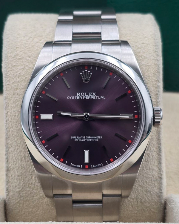 2019 Rolex Oyster Perpetual 39MM Purple Grape Dial Oyster Bracelet (114300)