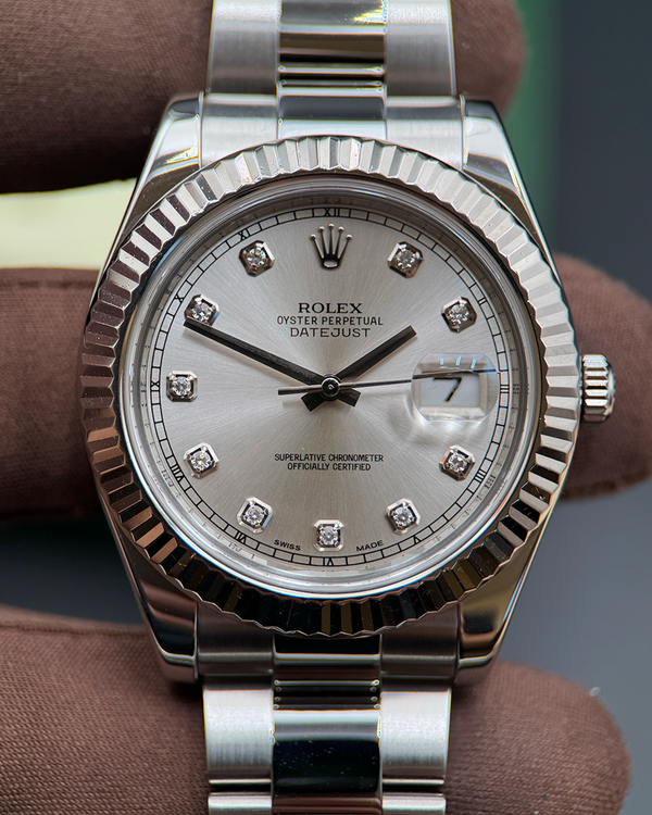 2012 Rolex Datejust II 41MM Silver Diamond Dial Oyster Bracelet (116334)