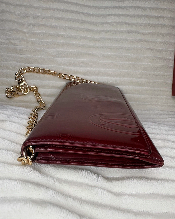 Cartier Happy Birthday Patent Leather Chain Wallet Bag - Bordeaux (Wallet)