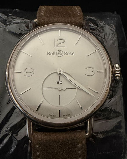 Bell & Ross WWI Military Argentium 41MM Silver Dial Leather Strap (BRWW1-ME-AG)
