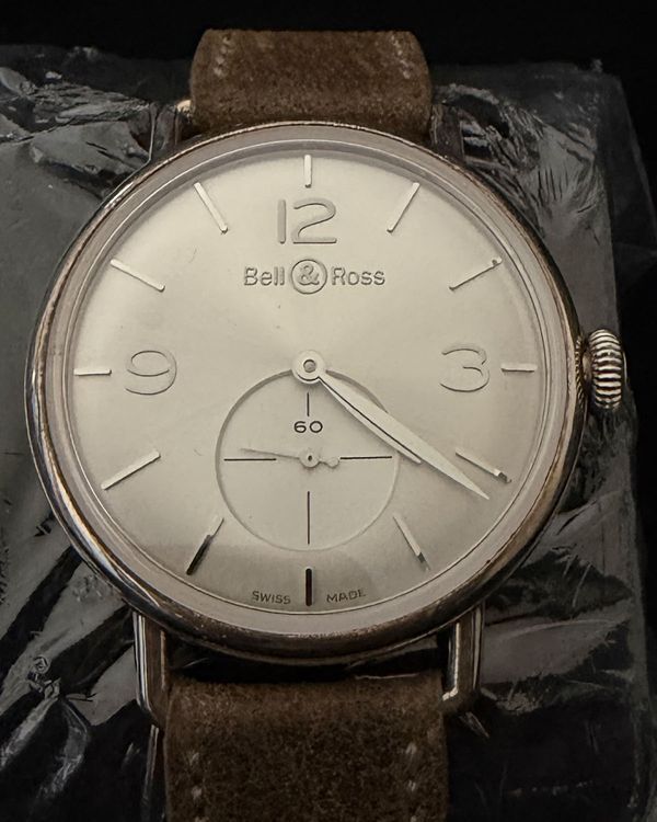 Bell & Ross WWI Military Argentium Ruthenium 41MM Grey Dial Leather Strap (BRWW1-ME-AG)