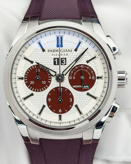 2025 Parmigiani Fleurier Tonda GT Chronograph 42MM Silver Dial Rubber Strap (PFC906-1020002-400181)