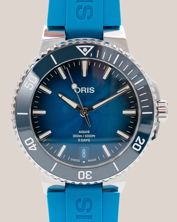 Oris Aquis Date 43.5MM Blue Dial Rubber Bracelet (01 400 7790 4135)